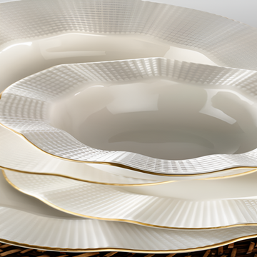 Kutahya Porcelain Milena 24-Piece Dinner Set for 6 People – Gold Rim