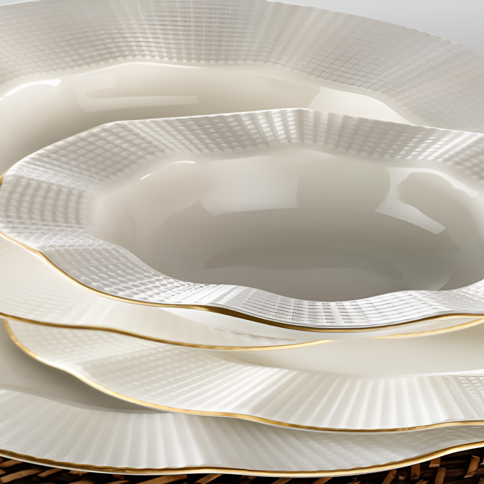 Kutahya Porcelain Milena 24-Piece Dinner Set for 6 People – Gold Rim