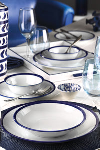 Kutahya Porcelain 24-Piece Dinner Set for 6 People – Navy with Rim Design