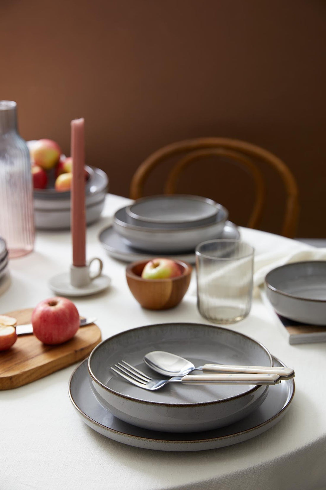 Kutahya Porselen Moderna 12-Piece Dinner Set for 4 People – Gray