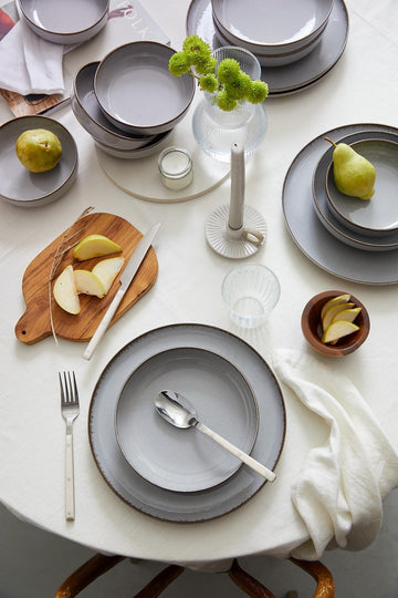 Kutahya Porcelain Moderna 18-Piece Dinner Set for 6 People – Gray